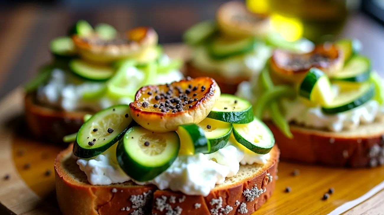 Pane tostato acciughe zucchine crude"