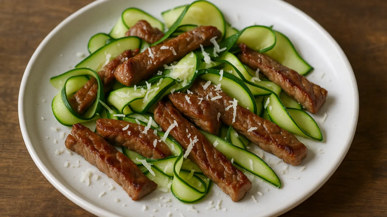 straccetti di manzo ricotta salata zucchine novelle"