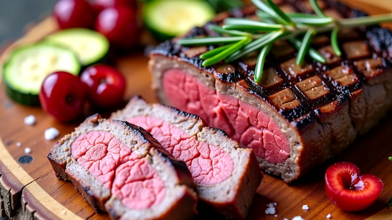 tagliata di manzo ciliegie zucchine croccanti"